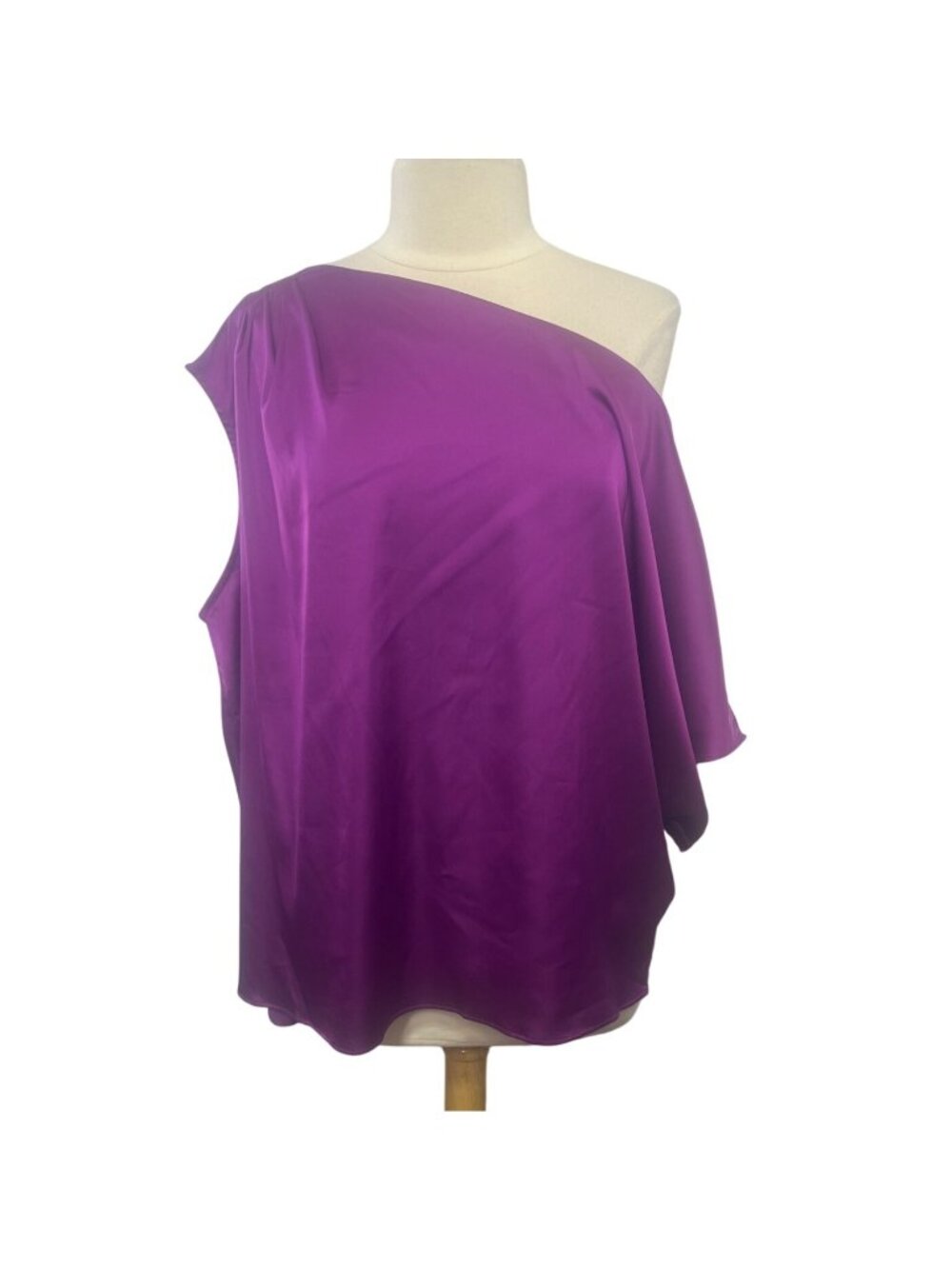 Bold Elements One Shoulder Shirt Womens 1X Purple New Silky